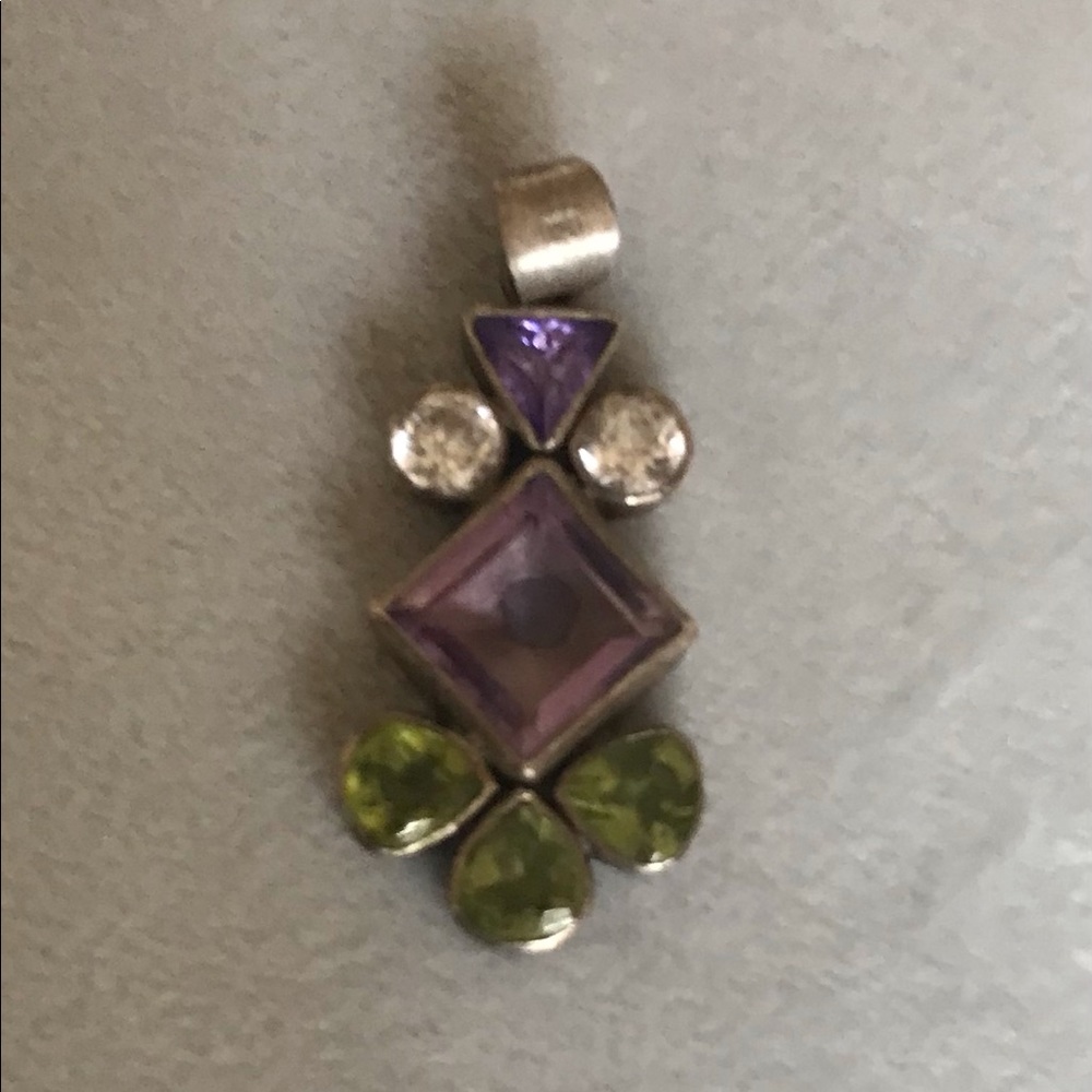 Amethyst and Peridot Sterling Silver Pendant